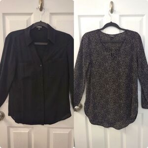 SET OF 2 Express Portofino Shirt & Micro Dot Tunic Blouse Size S